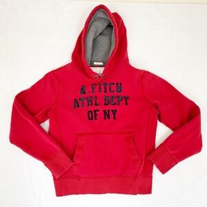 Vintage Y2K Abercrombie & Fitch Red Muscle Men's Hoodie Large Distressed